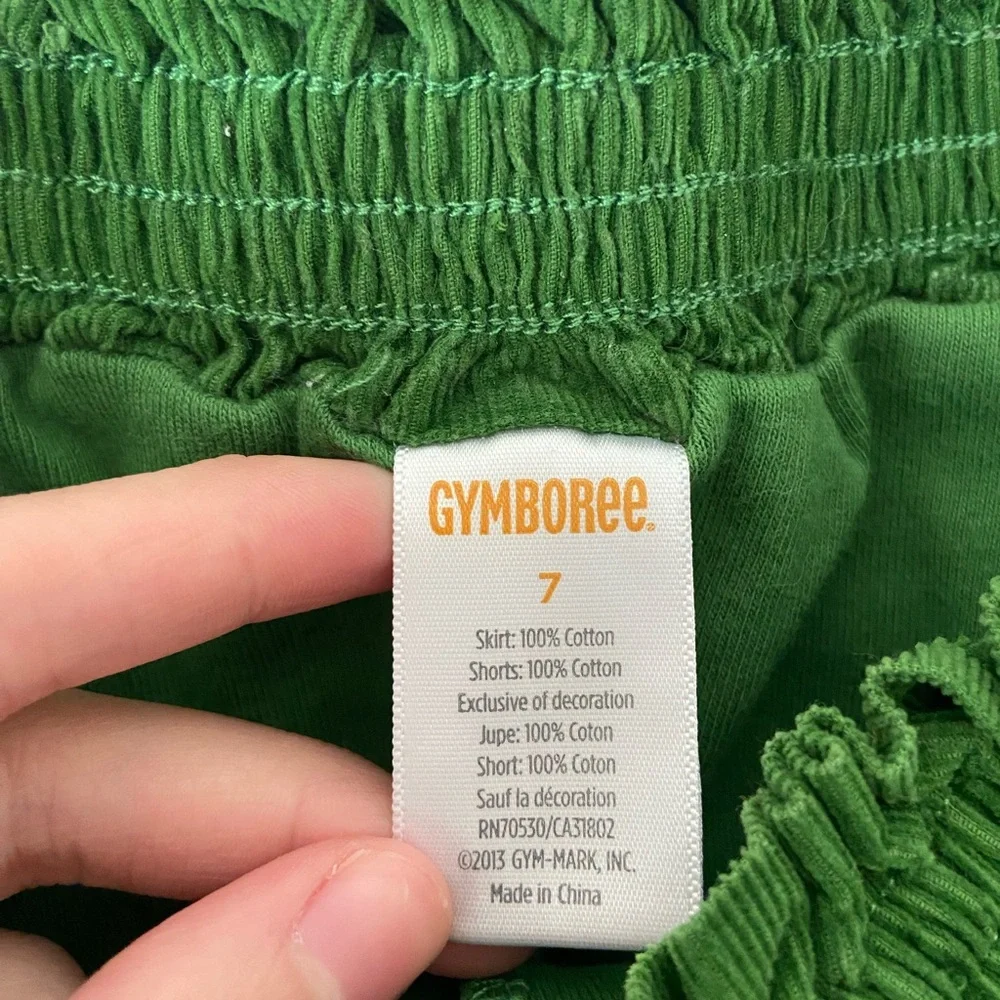 NWOT Gymboree girl’s‎ green soft corduroy elastic waist embroidered floral skirt